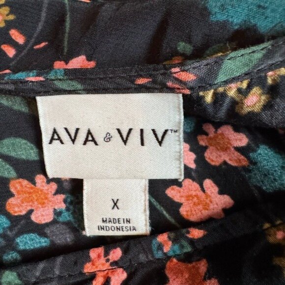 Ava & Liv Cottagecore Floral Maxi Dress 14W Peasant Fairy Grunge Bohemian Artsy - Picture 9 of 11